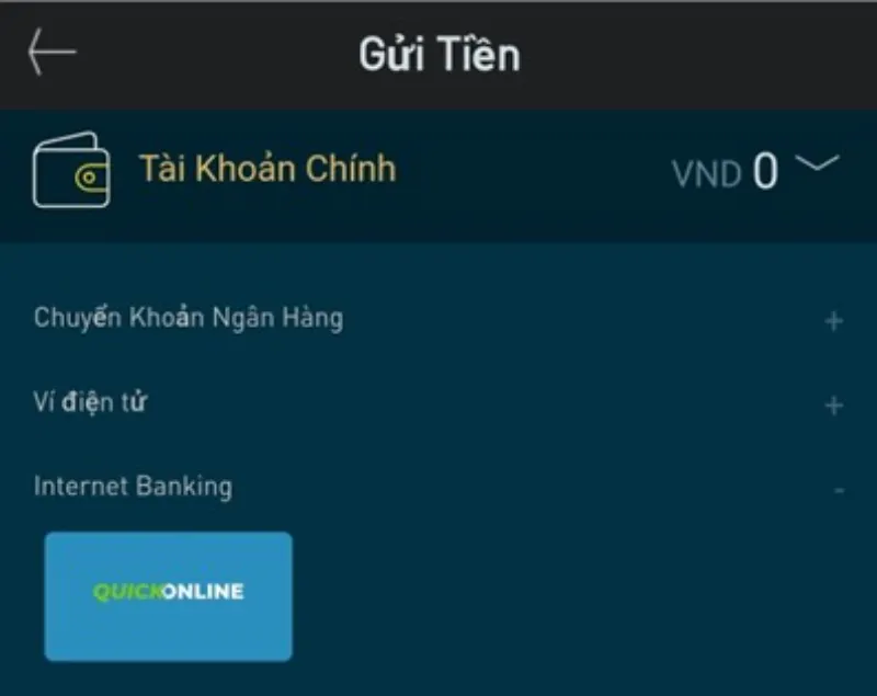 chuyển khoản internet banking W88