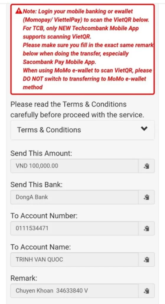 nhập thông gửi tiền Help2Pay W88