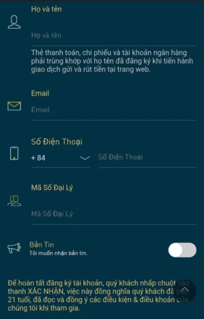hoàn tất đăng ký W88
