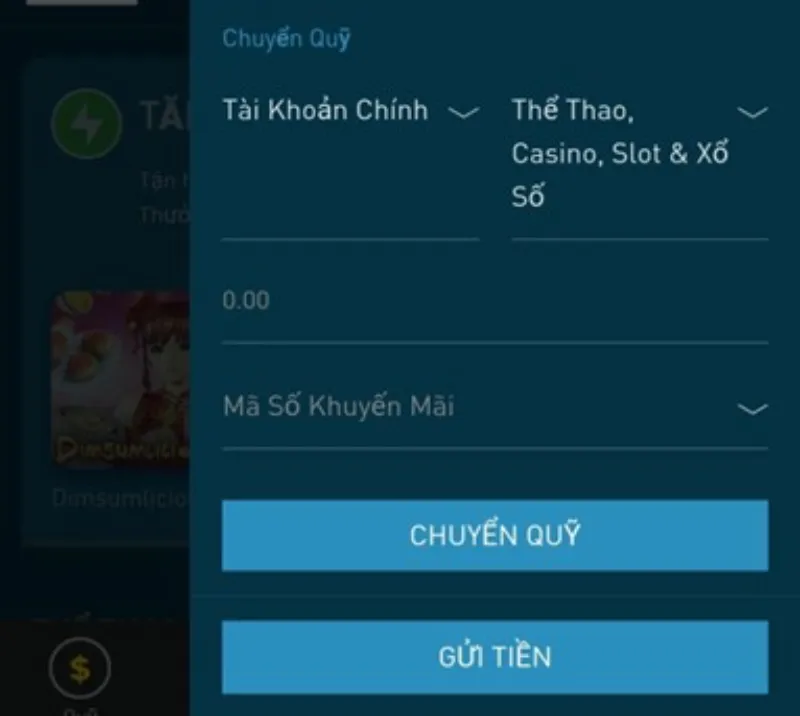 chọn gửi tiền W88