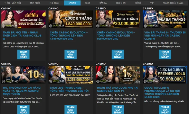 Khuyến mãi casino W88
