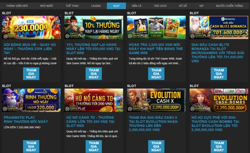 Khuyến mãi slots W88