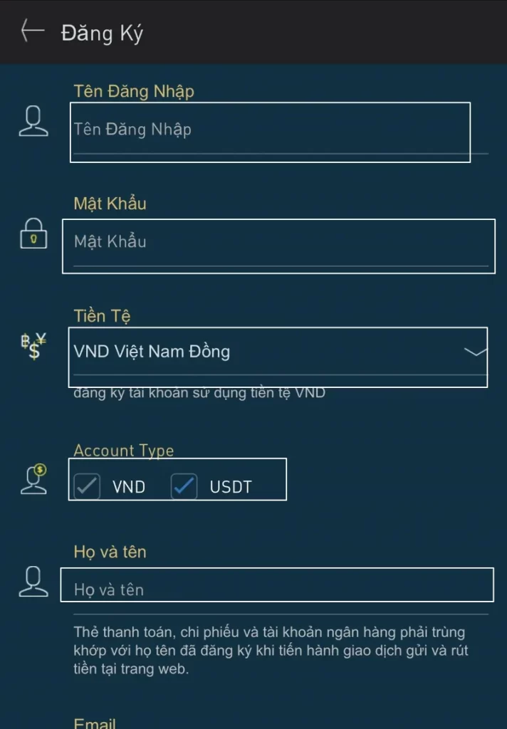 cung cấp các thông tin đăng ký W88
