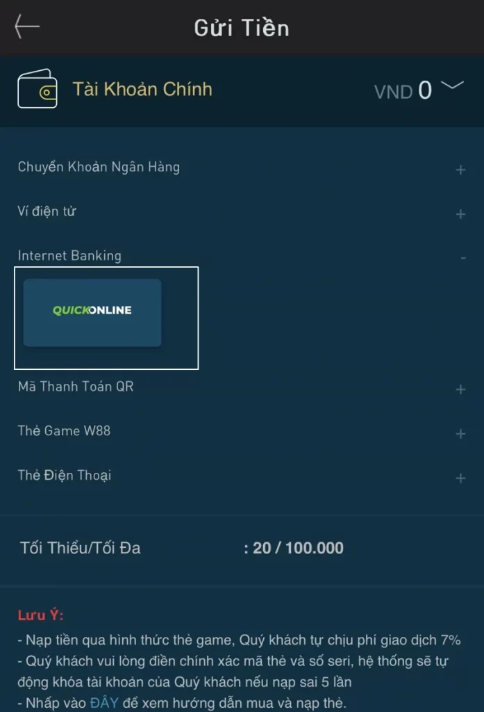 internet banking W88