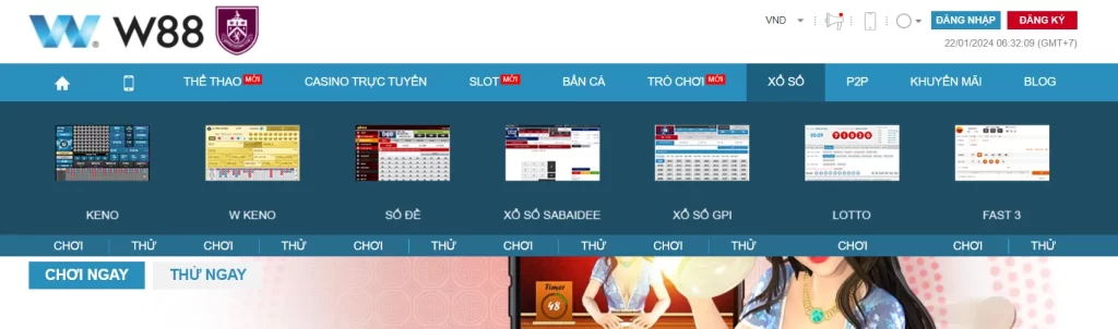 Cách Vào Sảnh Chơi Keno Trên W88