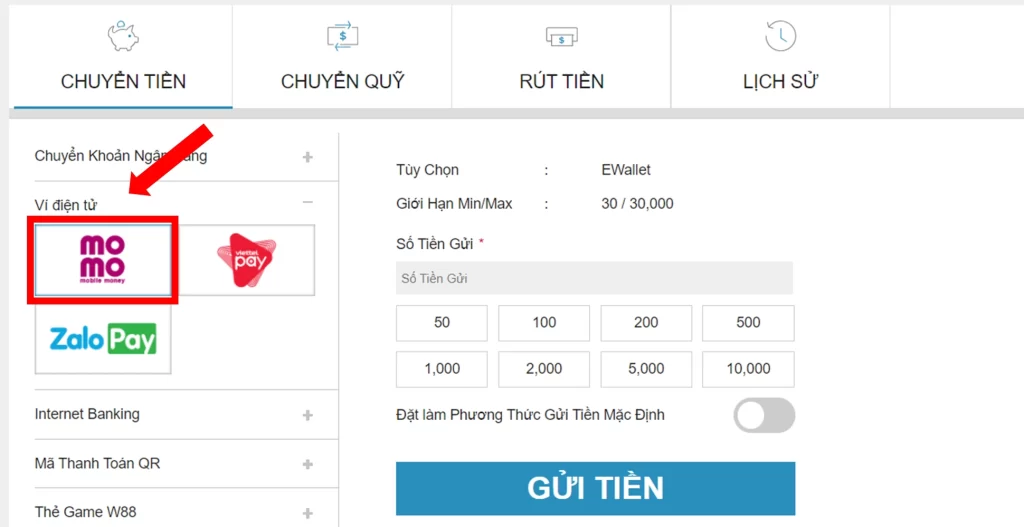 Hướng Dẫn Chi Tiết Cách Nạp Tiền W88 Bằng Momo
