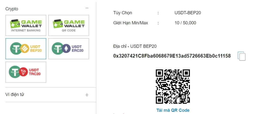 Cách Nạp Tiền Vào W88 Bằng USDT