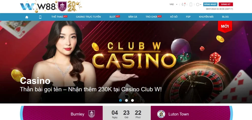 Trên trang chủ W88