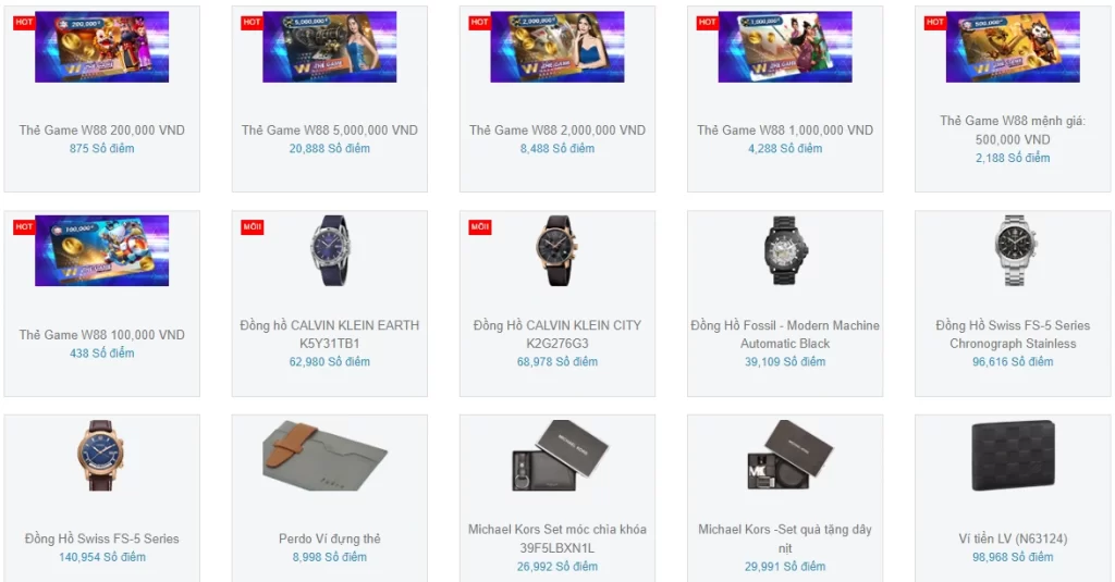 Phần Thưởng Hấp Dẫn Trong Vòng Quay Vip W88