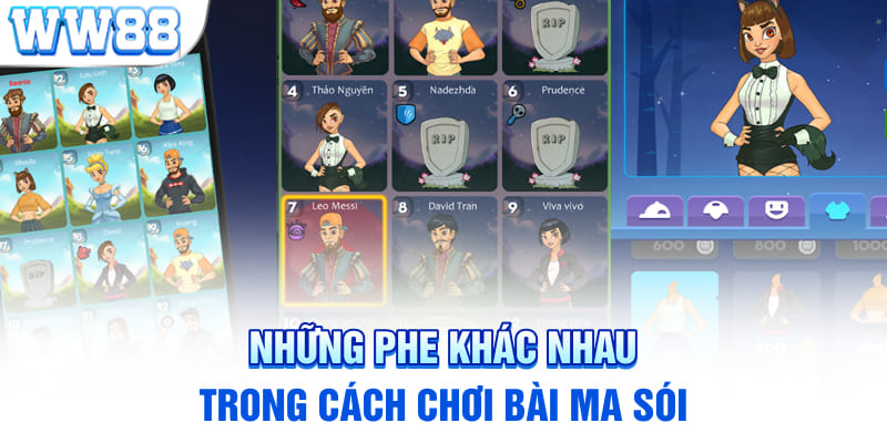 Những phe khác nhau trong cách chơi bài Ma sói